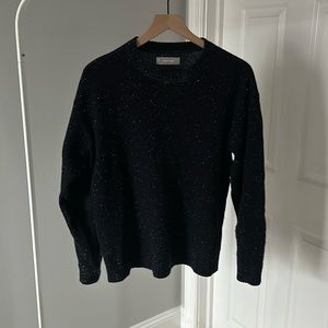 Everlane cashmere navy donegal sweater